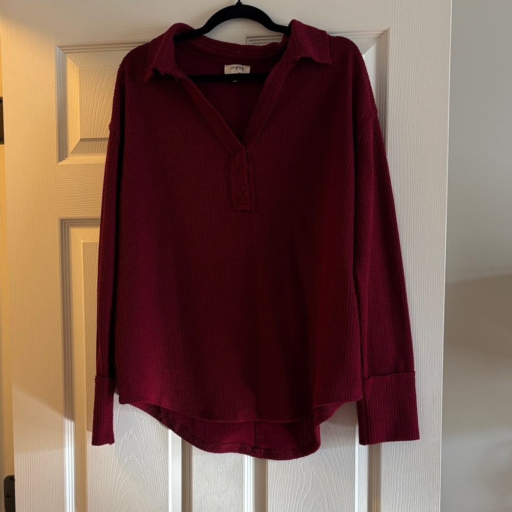 Umgee Burgundy/Wine Collared Top